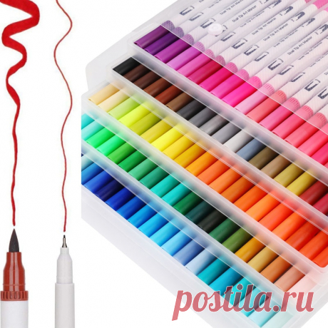 US $3.94 48% СКИДКА|12/24/36/48/72/100 шт. Цвета тонко пишущие рисования акварельные маркеры двойной наконечник кисть школьные принадлежности маркеры-in Маркеры для рисования from Офисные и школьные принадлежности on AliExpress  Покупай умнее, живи веселее! Aliexpress.com