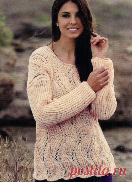 Пуловер полупатентным и рельефным узором — HandMade