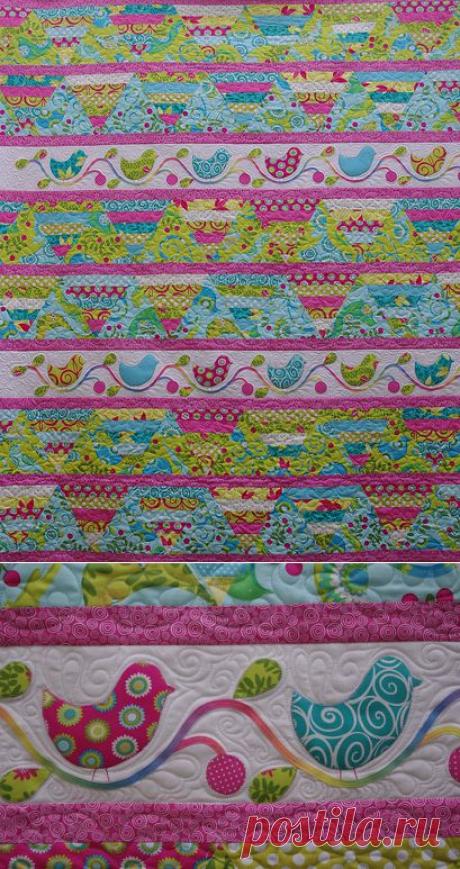 Одеяла на Bastings: Blogger фестивале квилтов - Strippy аппликация весна одеяло