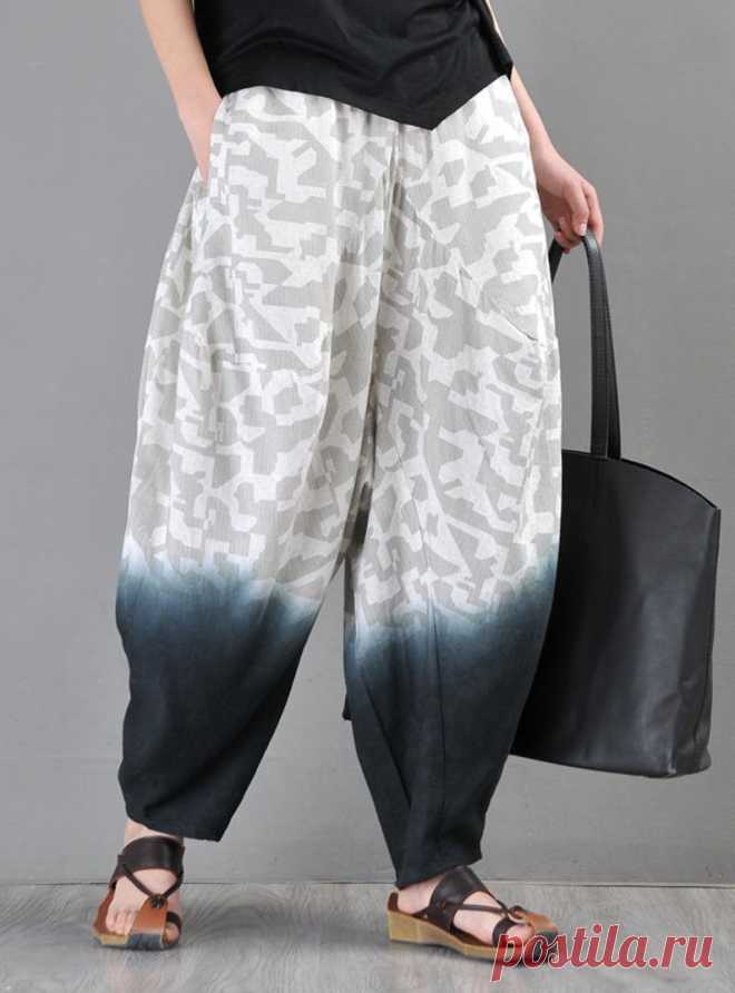 Women's Gray Linen Harem Pants Plus size clothing Summer | Etsy
