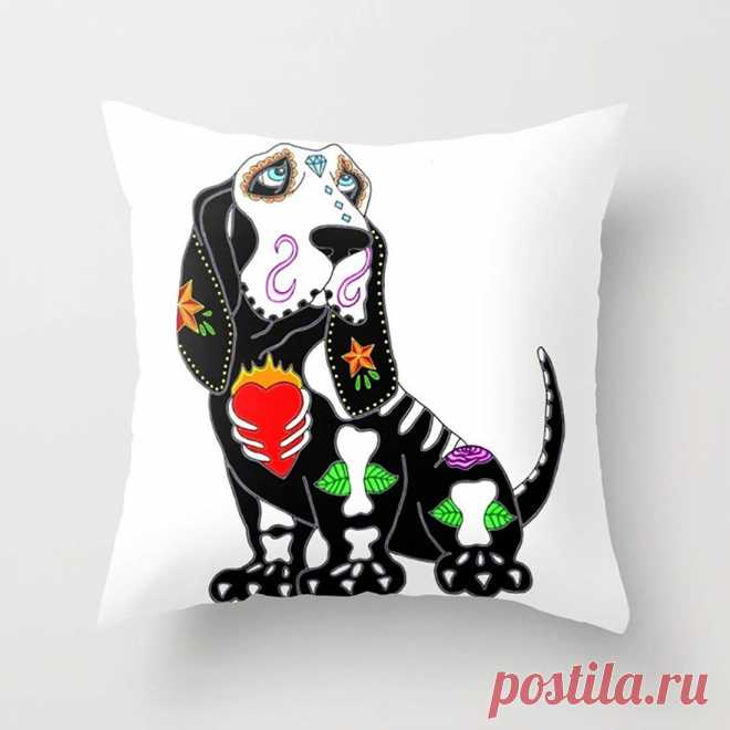Amazon.com: Luase Pillowcases Basset Hound Sugar Skull 18 x 18 Throw Pillow Set for Sofa Bedroom: Home & Kitchen