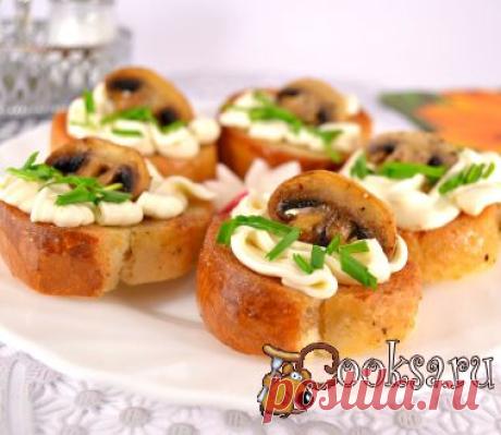 Гренки с плавленным сыром и шампиньонами фото рецепт приготовления