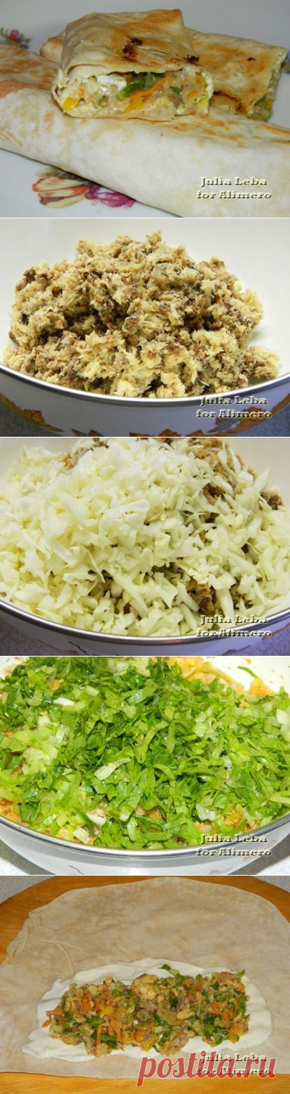 👌 Рецепт домашней шаурмы с рыбой сыром и овощами, рецепты с фото