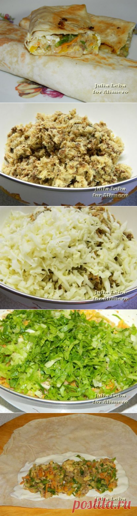 👌 Рецепт домашней шаурмы с рыбой сыром и овощами, рецепты с фото