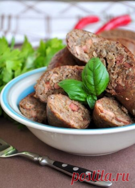 Домашняя печеночная колбаса с гречкой