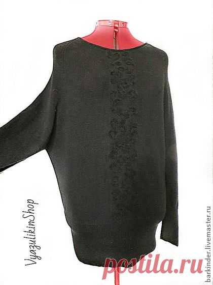 Туника вязаная " Black Mouse" - чёрный,однотонный,туника,туника вязаная