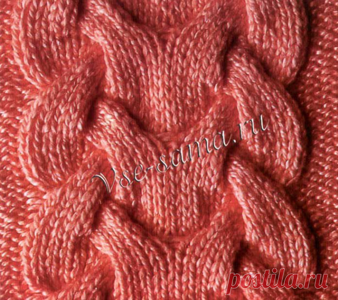 УЗОР СПИЦАМИ "КОРОЛЕВСКАЯ КОСА".