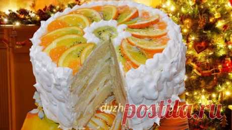 Бисквитный торт с фруктами | Вкусные рецепты
