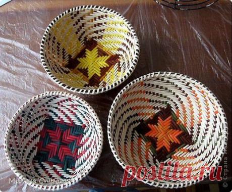 Этно-тарелки из газетных трубочек. Мастер-класс..