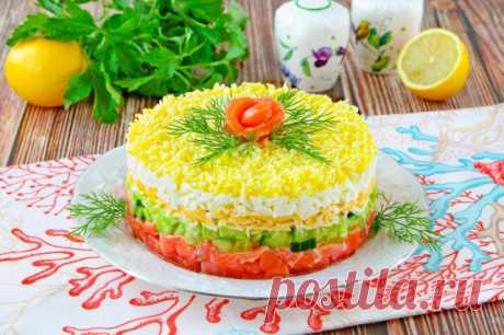 Салат с красной рыбой огурцом и сыром рецепт с фото пошагово - 1000.menu