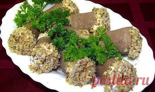Закуска из языка с начинкой