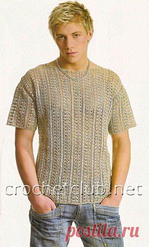 Мужская футболка из льна - Вязание Крючком. Блог Настика