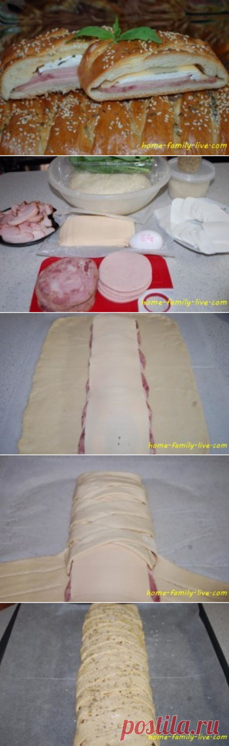 Сырно-колбасная плетенка - Кулинарные рецептыКулинарные рецепты