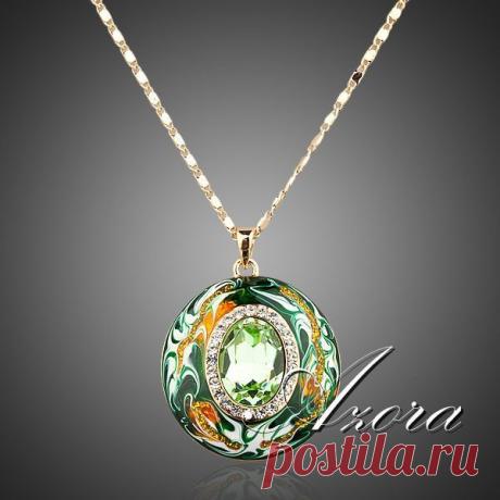 Азора 18 К настоящее позолоченные Stellux австрийские кристаллы маслом шаблон дизайна ожерелье TN0007 купить в магазине AZORA JEWELRY  на AliExpress