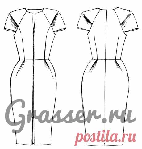 Платье со складками по талии и рукаву, бесплатная выкройка №289 купить on-line