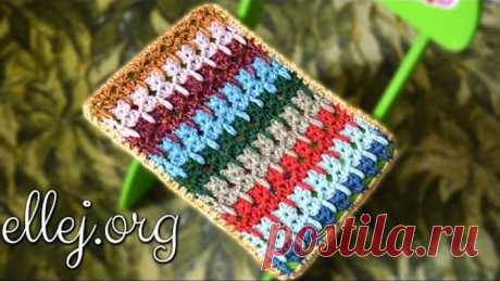 Вязанная крючком накидка-чехол на стульчик. Crocheted stool cover