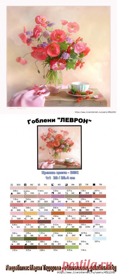 НАТЮРМОРТ С МАКАМИ. ВЫШИВКА КРЕСТОМ