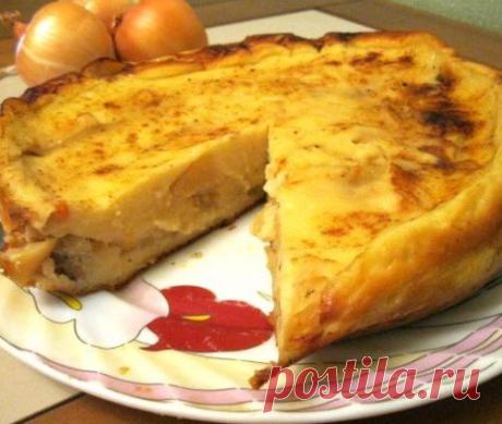 Пирог на кефирном тесте с картофелем и мясом