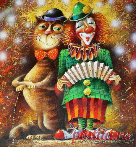 The symbol of the circus - clowns - paintings by Yuri Matsik - ego-alterego.com