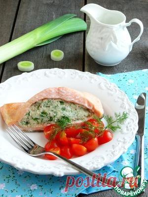 Семга, фаршированная луком-пореем и креветками - кулинарный рецепт