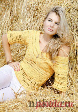 Пуловер с коротким рукавом » Ниткой - вязаные вещи для вашего дома, вязание крючком, вязание спицами, схемы вязания