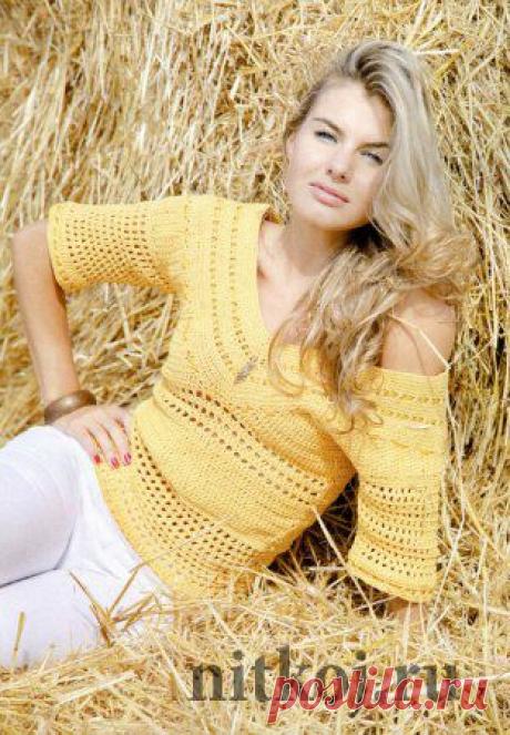 Пуловер с коротким рукавом » Ниткой - вязаные вещи для вашего дома, вязание крючком, вязание спицами, схемы вязания