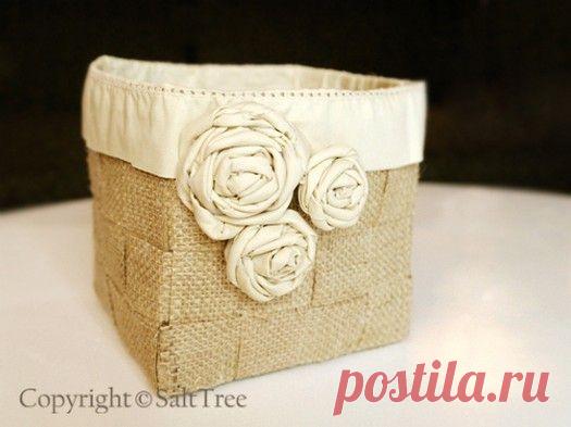 Винтажная корзина из мешковины. МК