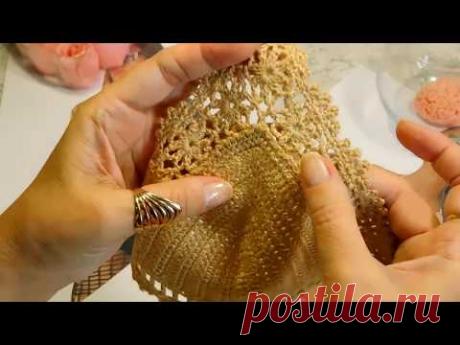 Вяжем крючком красивый ажурный купальник. Вязание лифа.