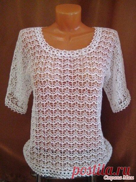 Летняя кофточка “По мягким волнам” (Вязание крючком)