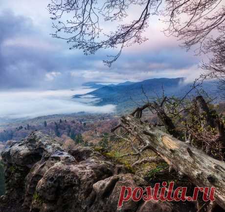 Рассвет со смотровой площадки около плато Лаго-Наки, Адыгея. Автор фото: Сергей Сутковой.