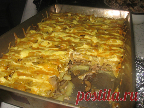 картошечка по-королевски с куриной грудкой и грибами!