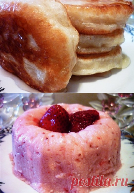 Вегетарианские оладьи и клубнично - манный мусс