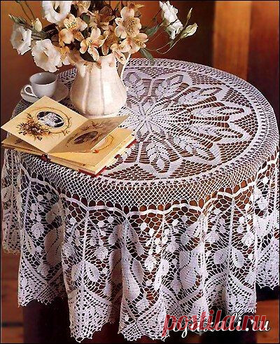 Подборка скатертей крючком на круглый стол со схемами. | DIY Hand-Made | Яндекс Дзен