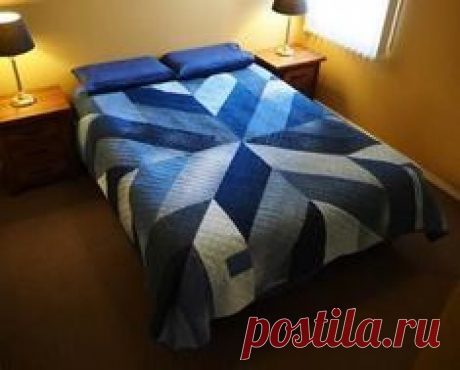 Blue Giant quilt made from upcycled jean