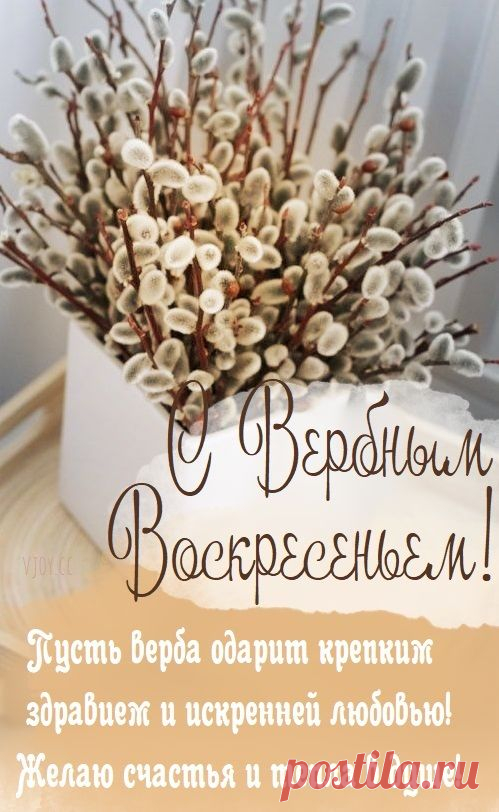 За окошком верба машет веткой,
Воскресенье светлое настало,
Я тебе любви желаю крепкой,
И здоровье чтоб не подкачало!