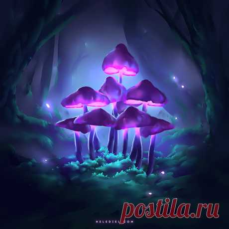 Glowing Mushrooms by Nele-Diel on DeviantArt