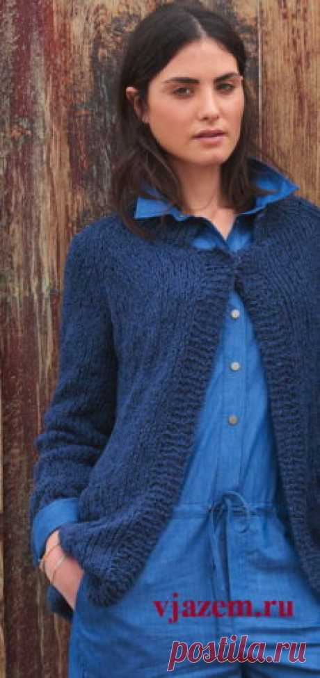 Вязаный жакет реглан из толстой пряжи спицами | vjazem.ru