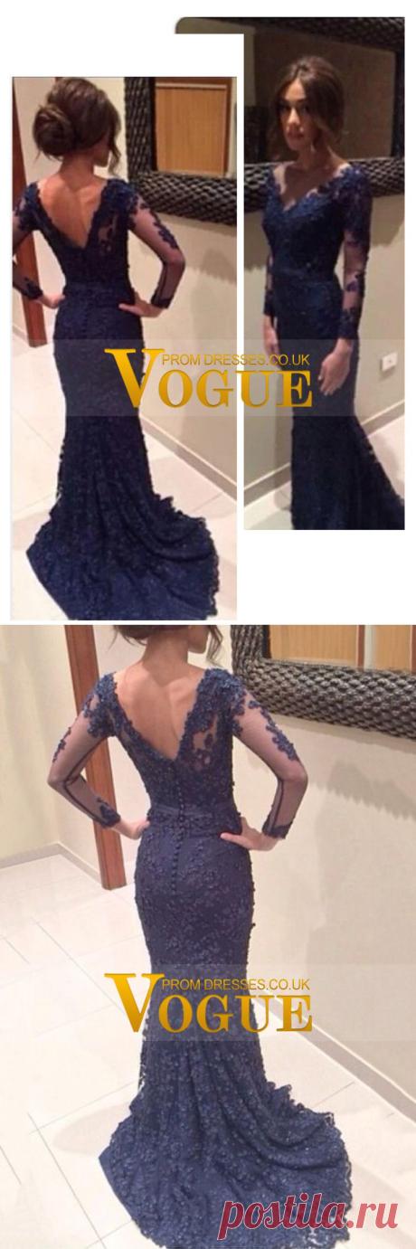 2015 V-Neck Evening Dresses Mermaid With Applique Lace And Tulle USD 189.99 VUP91BG33T - VoguePromDressesUK