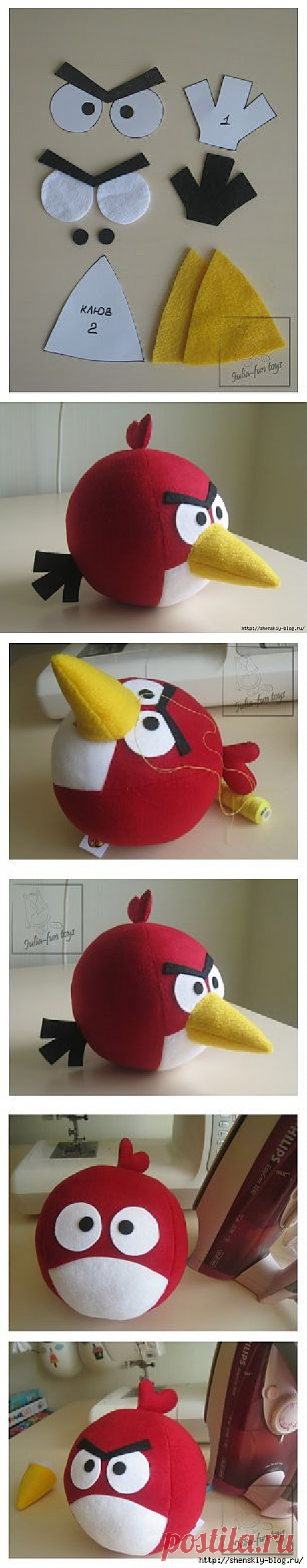 Красный Angry birds. Мастер-класс и выкройки..