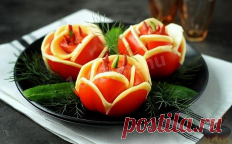 Закуска Букет роз из помидоров на 8 Марта рецепт с фото пошагово - 1000.menu