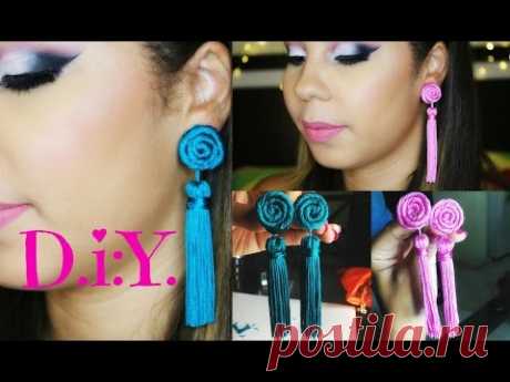 D.I.Y. PENDIENTES | ARETES con BORLAS Súper Fáciles | Mirianny