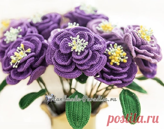Японская роза крючком. Схемы вязания - Handmade-Paradise