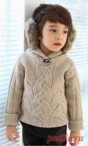 СВИТЕР С КОСАМИ ДЛЯ МАЛЬЧИКА