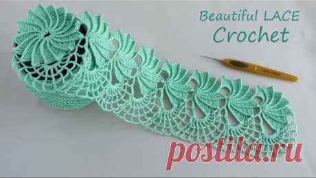 Очень КРАСИВОЕ ленточное КРУЖЕВО вязание крючком МК 💎 Beautiful and very easy to crochet LACE