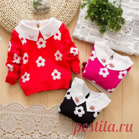 Кофточка для девочек с жаккардовыми цветами - perchinka63.ru