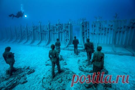 Первый в Европе подводный музей Atlantico | Чёрт побери У берегов острова Лансароте, на дне Атлантического океана открылся первый в Европе подводный музей Atlantico. Правда, посетить его смогут не все. Музей находится на глубине 14 метров под поверхностью воды, поэтому увидеть экспозицию смогут лишь аквалангисты и любители снорклинга. На создание этого монументального проекта потребовалось два года.    По словам скульптора и создателя Джейсона Тейлора, музей послужит диало...