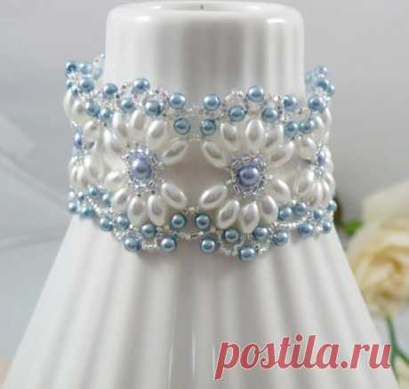 Woven Bracelet with Oval Pearls