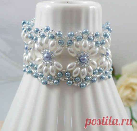 Woven Bracelet with Oval Pearls