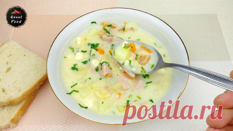 Сырный суп с ветчиной за 30 минут. Быстрый и очень вкусный рецепт Ингредиенты для приготовления:✦ ветчина – 200 г ✦ картофель – 3 шт (400 г) ✦ лук репчатый – 1 шт (200 г)✦ морковь – 1 шт (100 г)✦ макароны – 60 г✦ плавленый сливочный сыр – 200 г✦ сливки (жирность 10 %) – 100 мл ✦ вода – 2,5 л✦ сливочное масло – 20 г ✦ перец черный молотый – 1/2 ч.л. ✦...