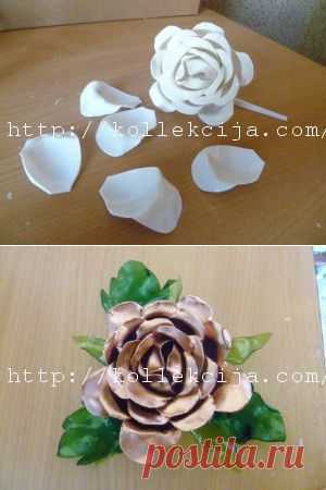 Роза из пластиковых ложек | Своими руками